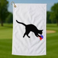 Cat Pouncing On Gop Elephant Cat Knocking Over Gop Elephant Golf Towel