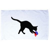 Cat Pouncing On Gop Elephant Cat Knocking Over Gop Elephant Microfiber Hand Towel