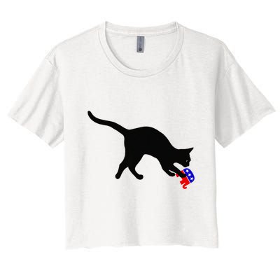 Cat Pouncing On Gop Elephant Cat Knocking Over Gop Elephant Crop Top