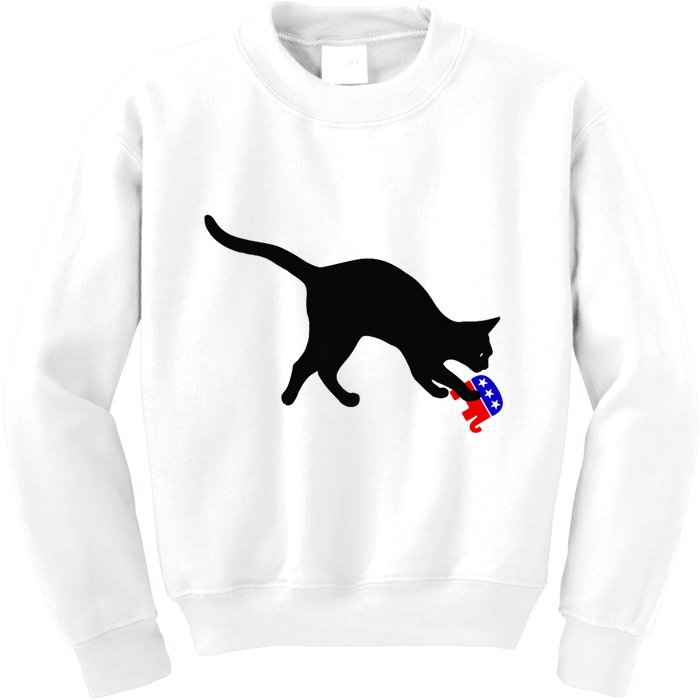 Cat Pouncing On Gop Elephant Cat Knocking Over Gop Elephant Kids Sweatshirt