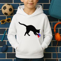 Cat Pouncing On Gop Elephant Cat Knocking Over Gop Elephant Kids Hoodie