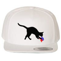Cat Pouncing On Gop Elephant Cat Knocking Over Gop Elephant Wool Snapback Cap