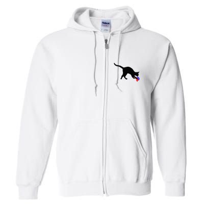 Cat Pouncing On Gop Elephant Cat Knocking Over Gop Elephant Full Zip Hoodie