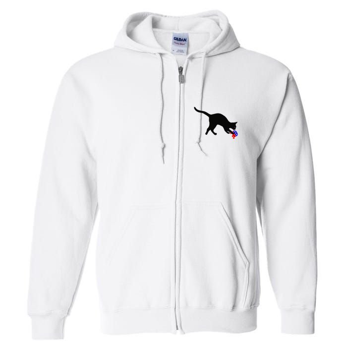 Cat Pouncing On Gop Elephant Cat Knocking Over Gop Elephant Full Zip Hoodie