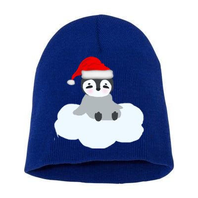 Christmas Penguin On Cloud Nine Funny Gift Short Acrylic Beanie