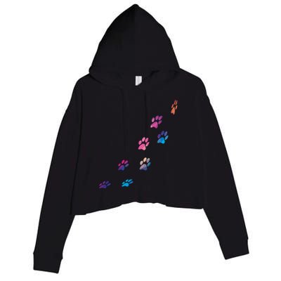 Colorful Paws Of Dog Or Cat For Animal Lovers Cute Gift Crop Fleece Hoodie