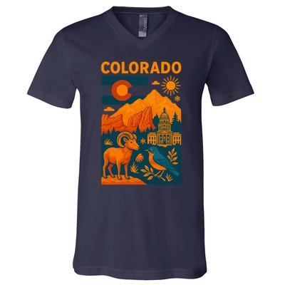 Colorado Peaks Of Greatness V-Neck T-Shirt