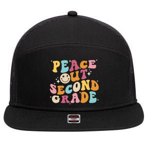 Cute Peace Out Second Grade Funny Last Day Of School 7 Panel Mesh Trucker Snapback Hat