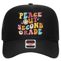 Cute Peace Out Second Grade Funny Last Day Of School High Crown Mesh Back Trucker Hat