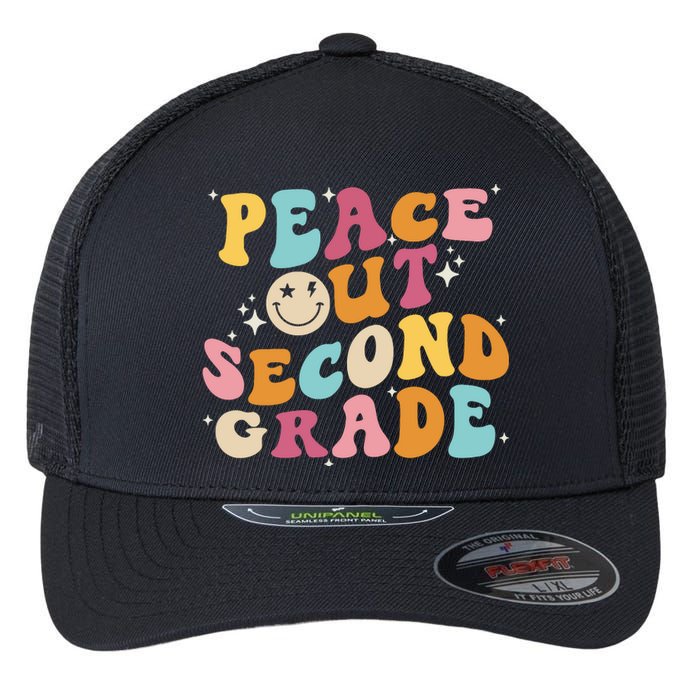 Cute Peace Out Second Grade Funny Last Day Of School Flexfit Unipanel Trucker Cap