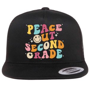 Cute Peace Out Second Grade Funny Last Day Of School Flat Bill Trucker Hat