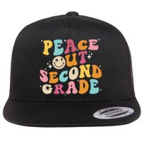 Cute Peace Out Second Grade Funny Last Day Of School Flat Bill Trucker Hat