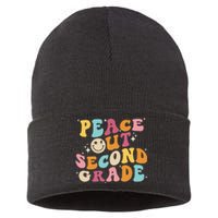 Cute Peace Out Second Grade Funny Last Day Of School Sustainable Knit Beanie