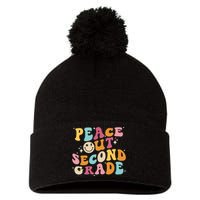 Cute Peace Out Second Grade Funny Last Day Of School Pom Pom 12in Knit Beanie