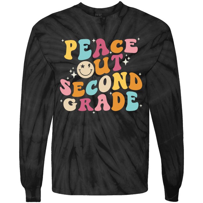 Cute Peace Out Second Grade Funny Last Day Of School Tie-Dye Long Sleeve Shirt