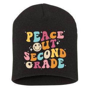 Cute Peace Out Second Grade Funny Last Day Of School Short Acrylic Beanie