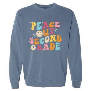 Cute Peace Out Second Grade Funny Last Day Of School Garment-Dyed Sweatshirt