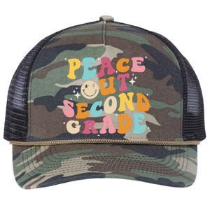 Cute Peace Out Second Grade Funny Last Day Of School Retro Rope Trucker Hat Cap