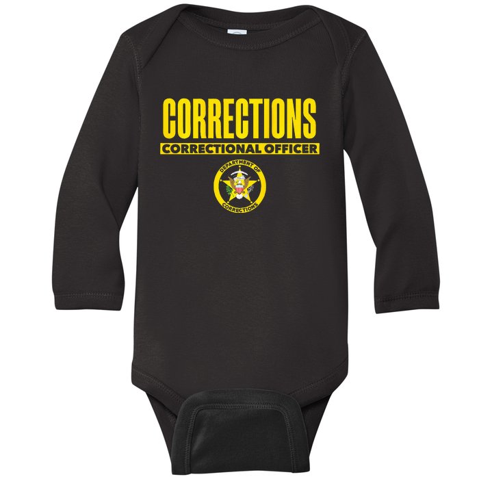 Correctional Prison Officer Thin Gray Line Flag Duty Baby Long Sleeve Bodysuit