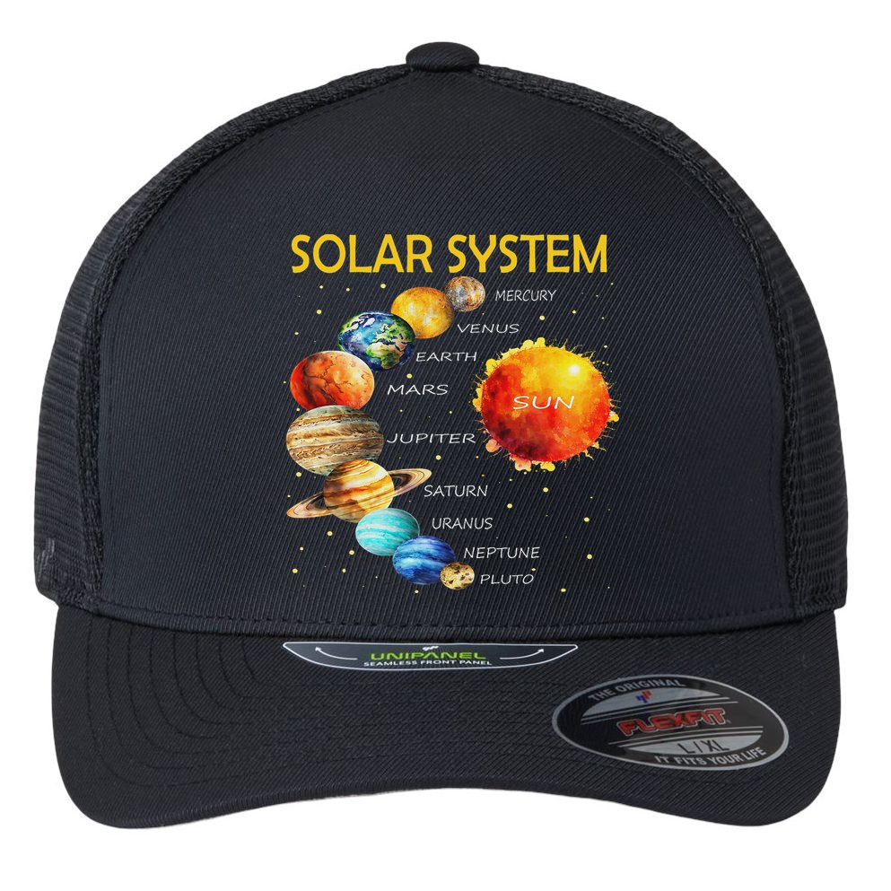Cute Planets Of The Solar System  Flexfit Unipanel Trucker Cap
