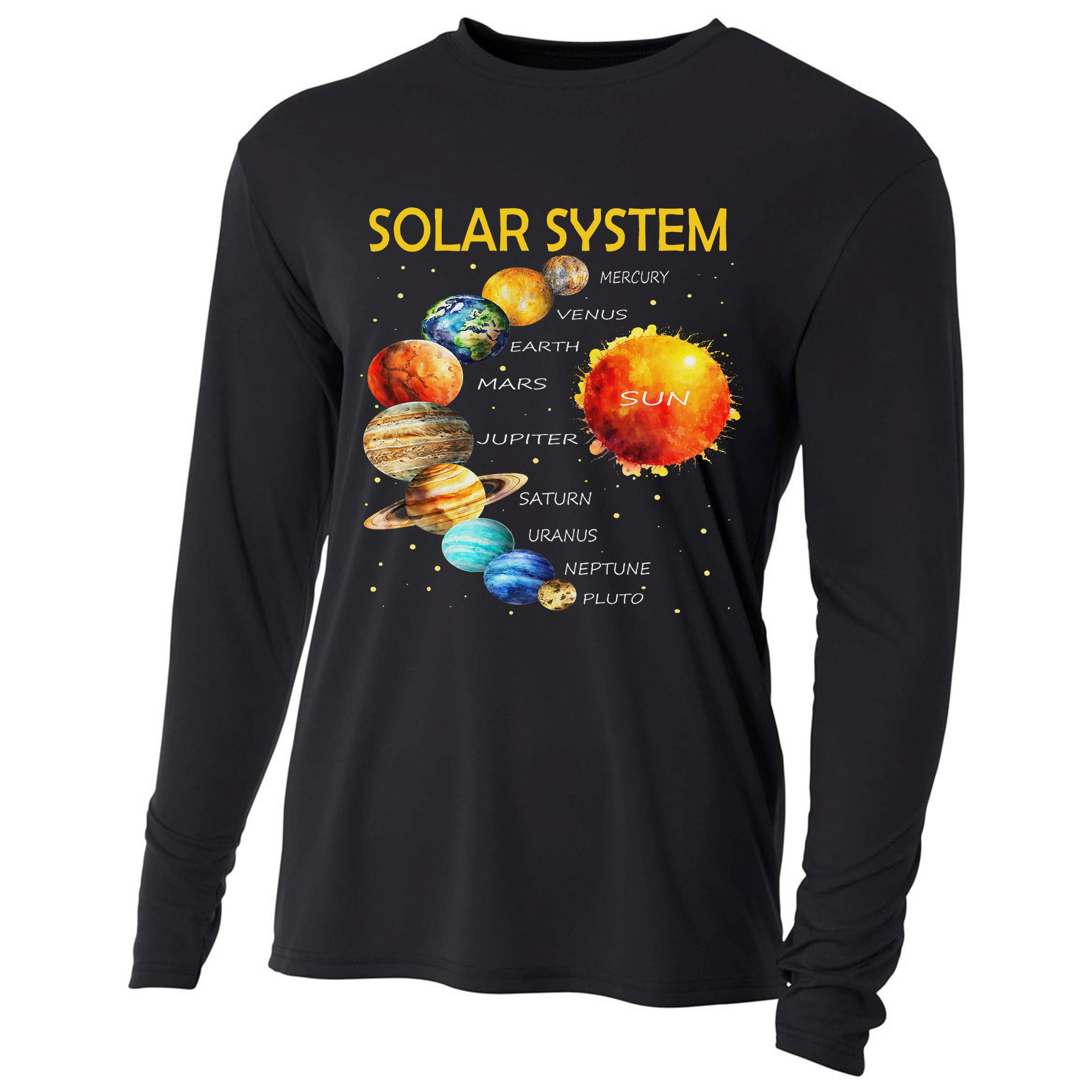 Cute Planets Of The Solar System  Cooling Performance Long Sleeve Crew