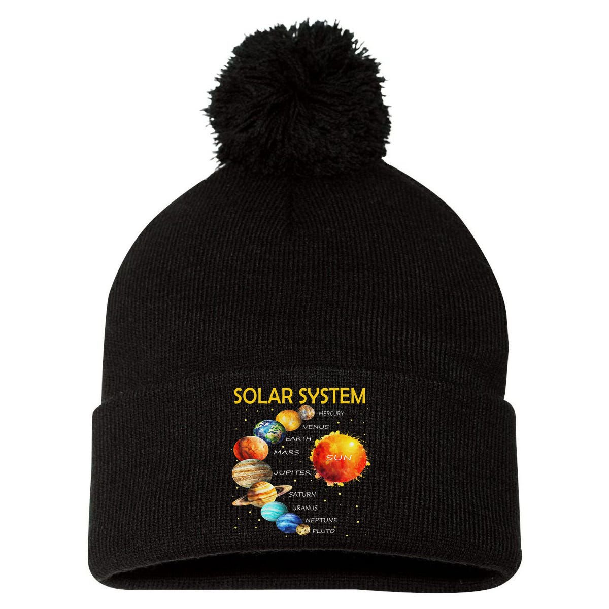 Cute Planets Of The Solar System  Pom Pom 12in Knit Beanie