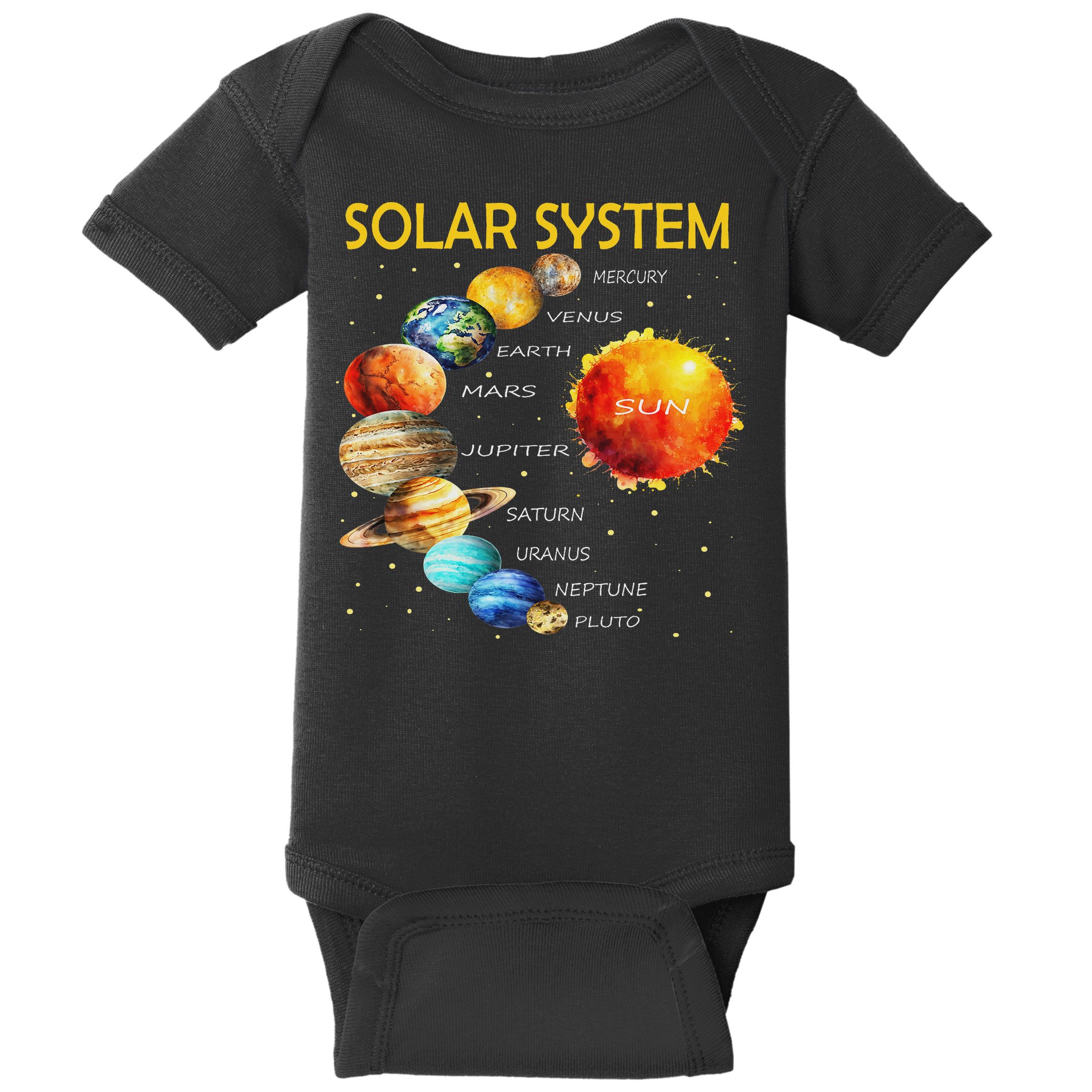 Cute Planets Of The Solar System  Baby Bodysuit