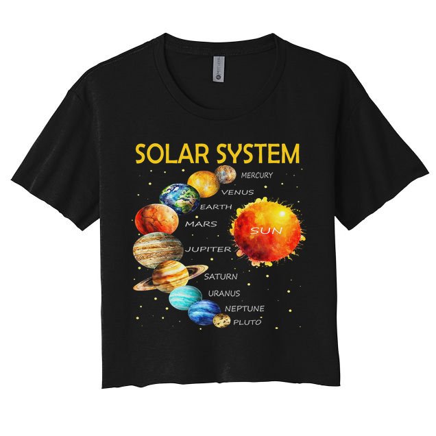 Cute Planets Of The Solar System  Women's Crop Top Tee
