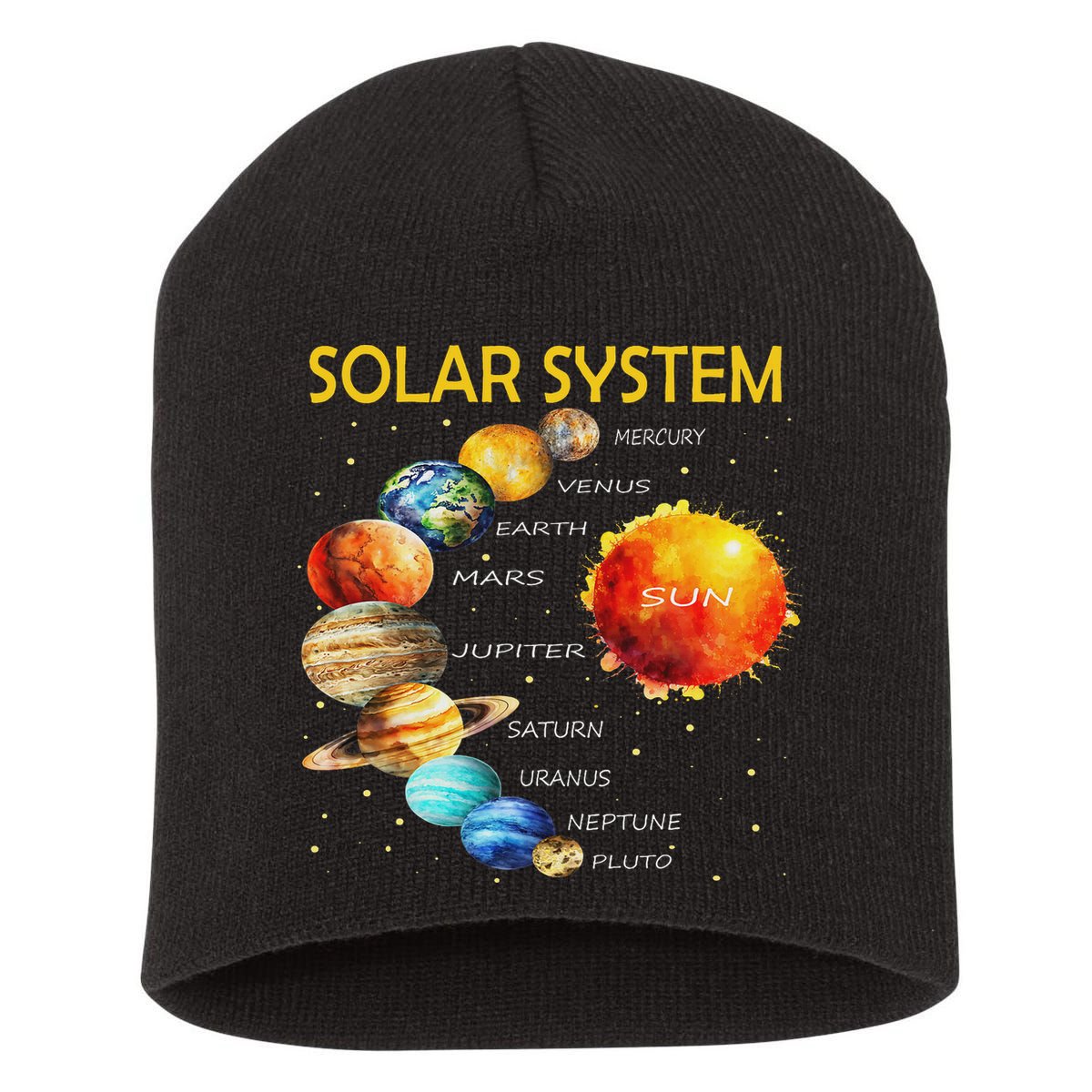 Cute Planets Of The Solar System  Short Acrylic Beanie