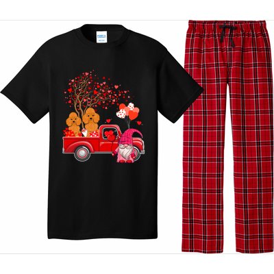 Couple Poodles On Pickup Truck With Gnome Valentine Hearts Meaningful Gift Pajama Set