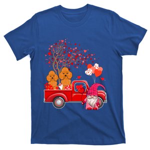 Couple Poodles On Pickup Truck With Gnome Valentine Hearts Meaningful Gift T-Shirt