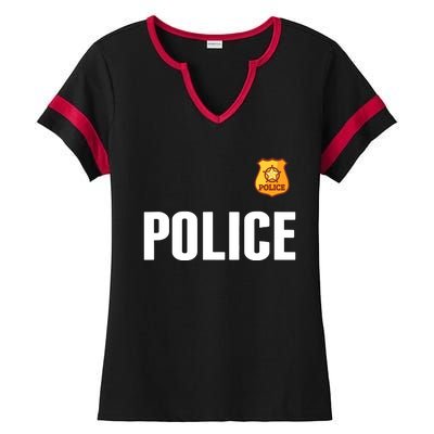 Cop Policeman Officer Halloween Costume Ladies Halftime Notch Neck Tee