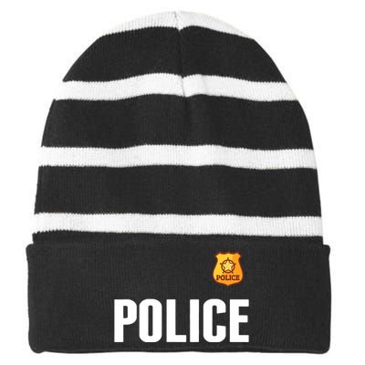 Cop Policeman Officer Halloween Costume Striped Beanie with Solid Band