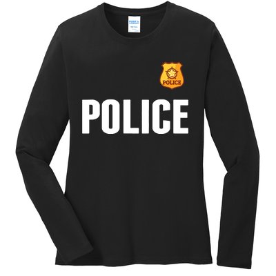 Cop Policeman Officer Halloween Costume Ladies Long Sleeve Shirt