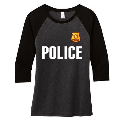 Cop Policeman Officer Halloween Costume Women's Tri-Blend 3/4-Sleeve Raglan Shirt