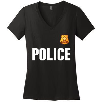 Cop Policeman Officer Halloween Costume Women's V-Neck T-Shirt