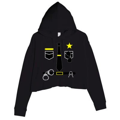 Cool Police Officer Costume Cop Policeman Crop Fleece Hoodie