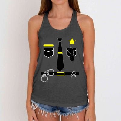 Cool Police Officer Costume Cop Policeman Women's Knotted Racerback Tank