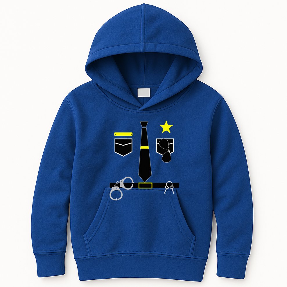 Cool Police Officer Costume Cop Policeman Kids Hoodie