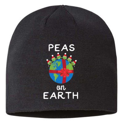 Christmas Peas On Earth World Peace Pea Design TShirt Sustainable Beanie