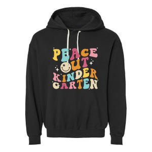 Cute Peace Out Kindergarten, Funny Last Day Of School Garment-Dyed Fleece Hoodie