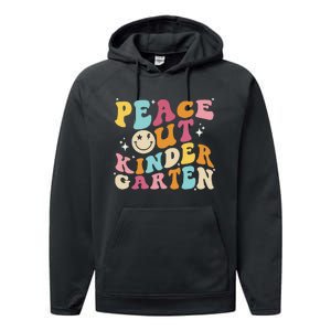 Cute Peace Out Kindergarten, Funny Last Day Of School Performance Fleece Hoodie