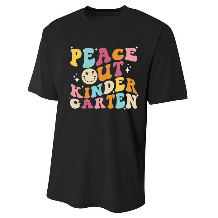 Cute Peace Out Kindergarten, Funny Last Day Of School Performance Sprint T-Shirt