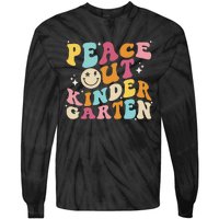 Cute Peace Out Kindergarten, Funny Last Day Of School Tie-Dye Long Sleeve Shirt