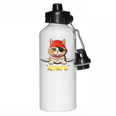 Cat Pirate Pi Math Day Mathematics Happy Pi Day Gift Aluminum Water Bottle 