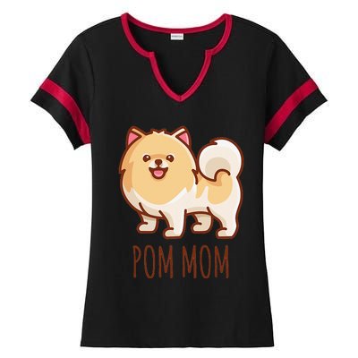 Cute Pomeranian Pom Mom funny gift Ladies Halftime Notch Neck Tee