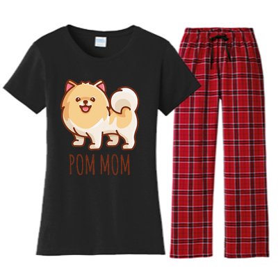 Cute Pomeranian Pom Mom funny gift Women's Flannel Pajama Set