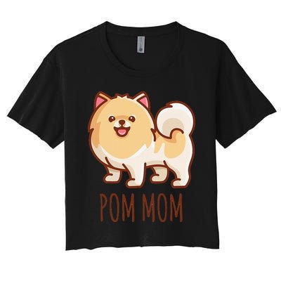 Cute Pomeranian Pom Mom funny gift Women's Crop Top Tee