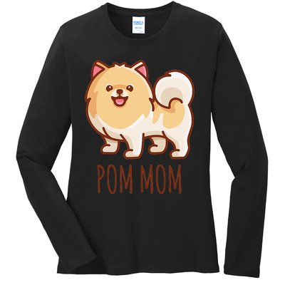 Cute Pomeranian Pom Mom funny gift Ladies Long Sleeve Shirt