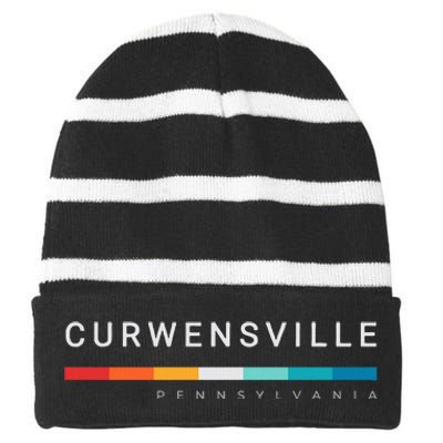 Curwensville Pa Pennsylvania Striped Beanie with Solid Band